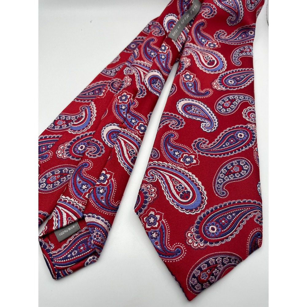 Daniel Cremieux Signature Sevenfold Red Paisley Silk Tie Hand Made Italy Ltd Ed